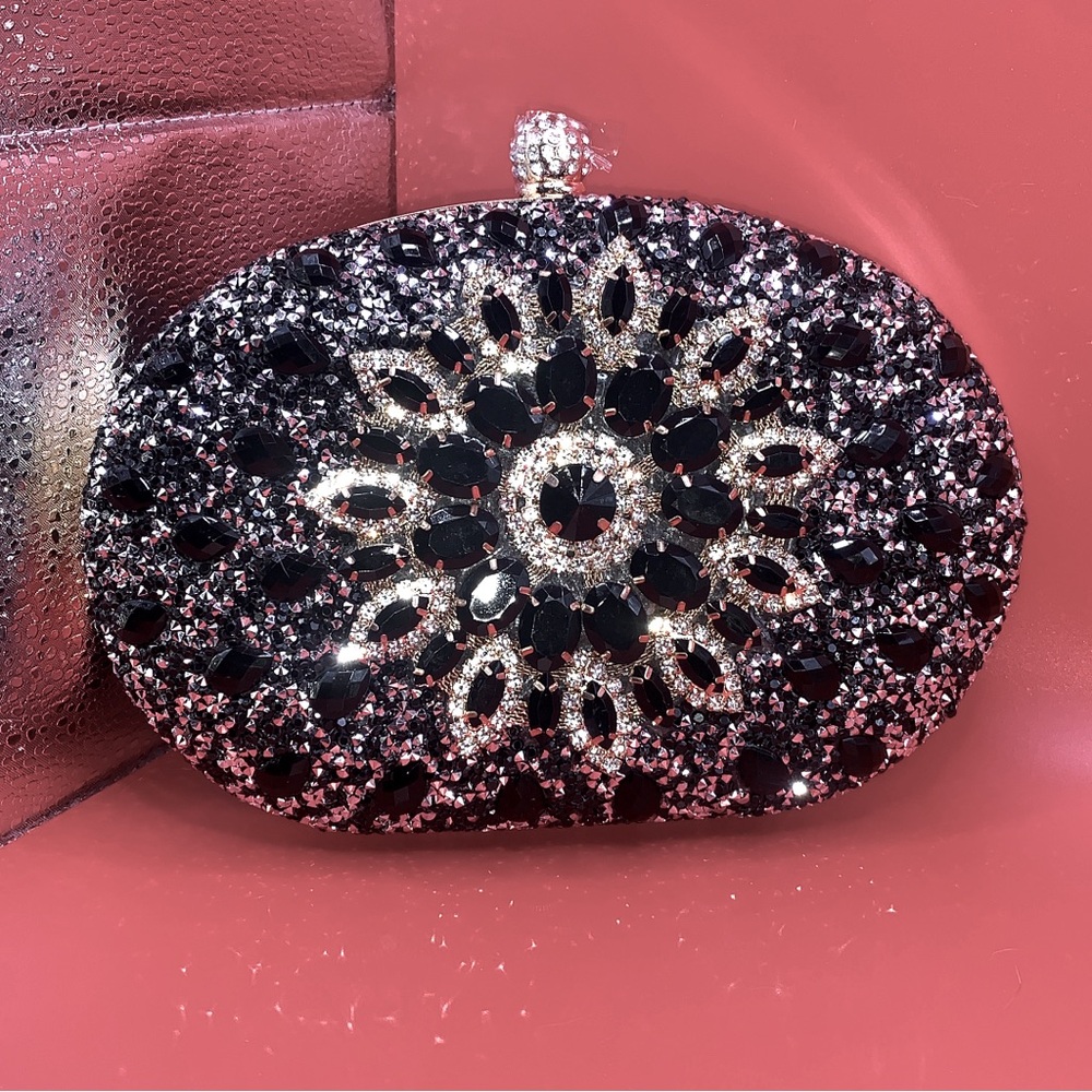 Black and Silver glittered flower